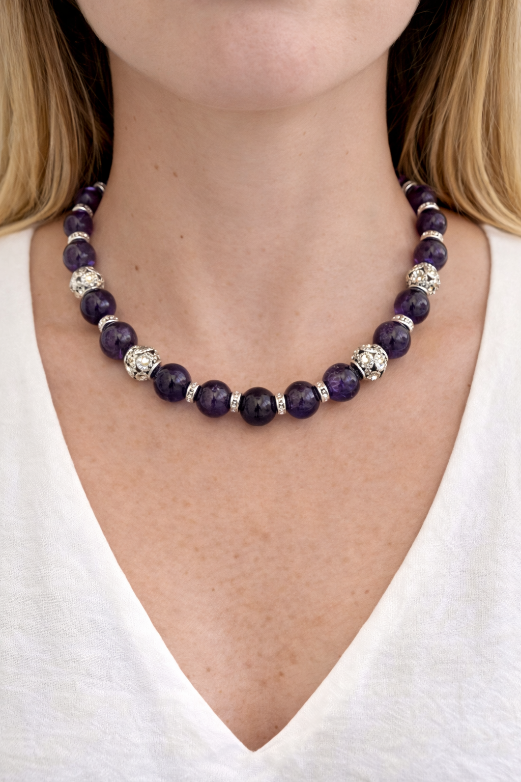 Amethyst Necklace 10mm