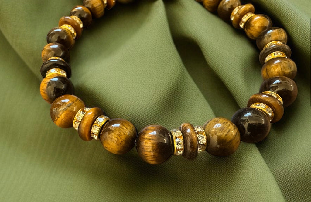 Tiger Eye Silver Studded Necklace