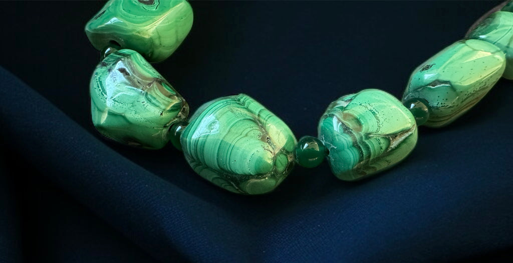 Malachite Tumble Necklace with Bead Accents