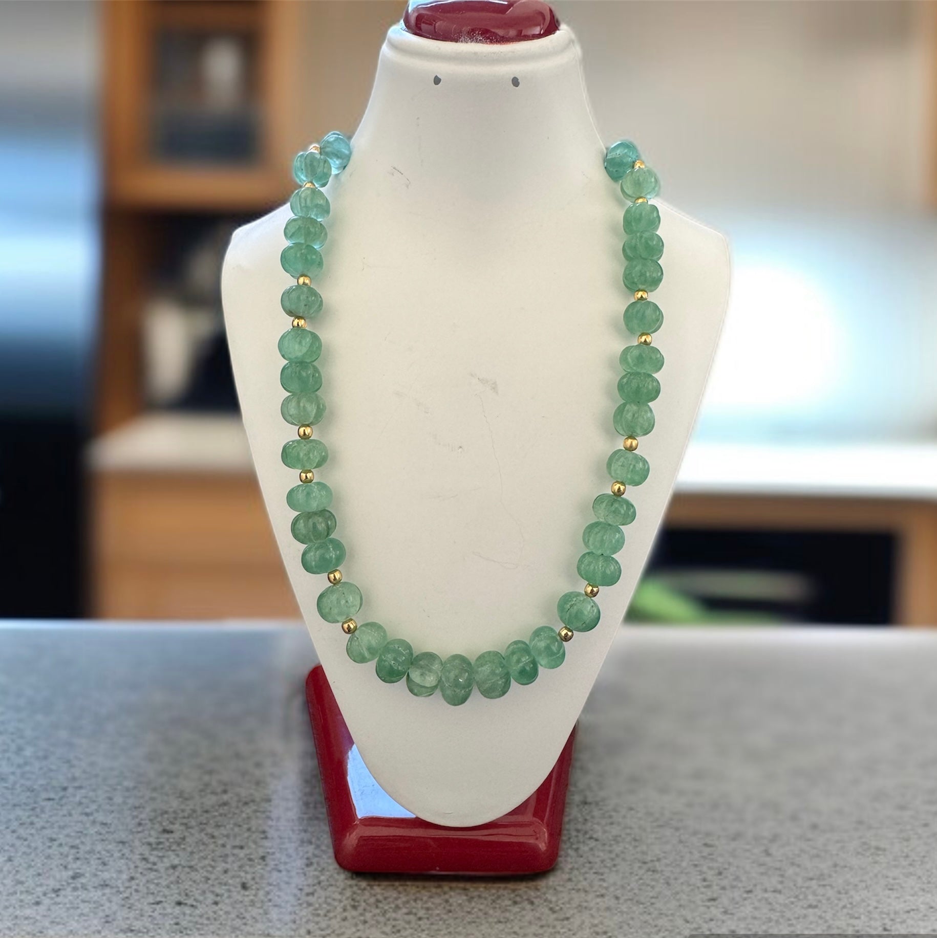 Green Strawberry Melon Cut Necklace