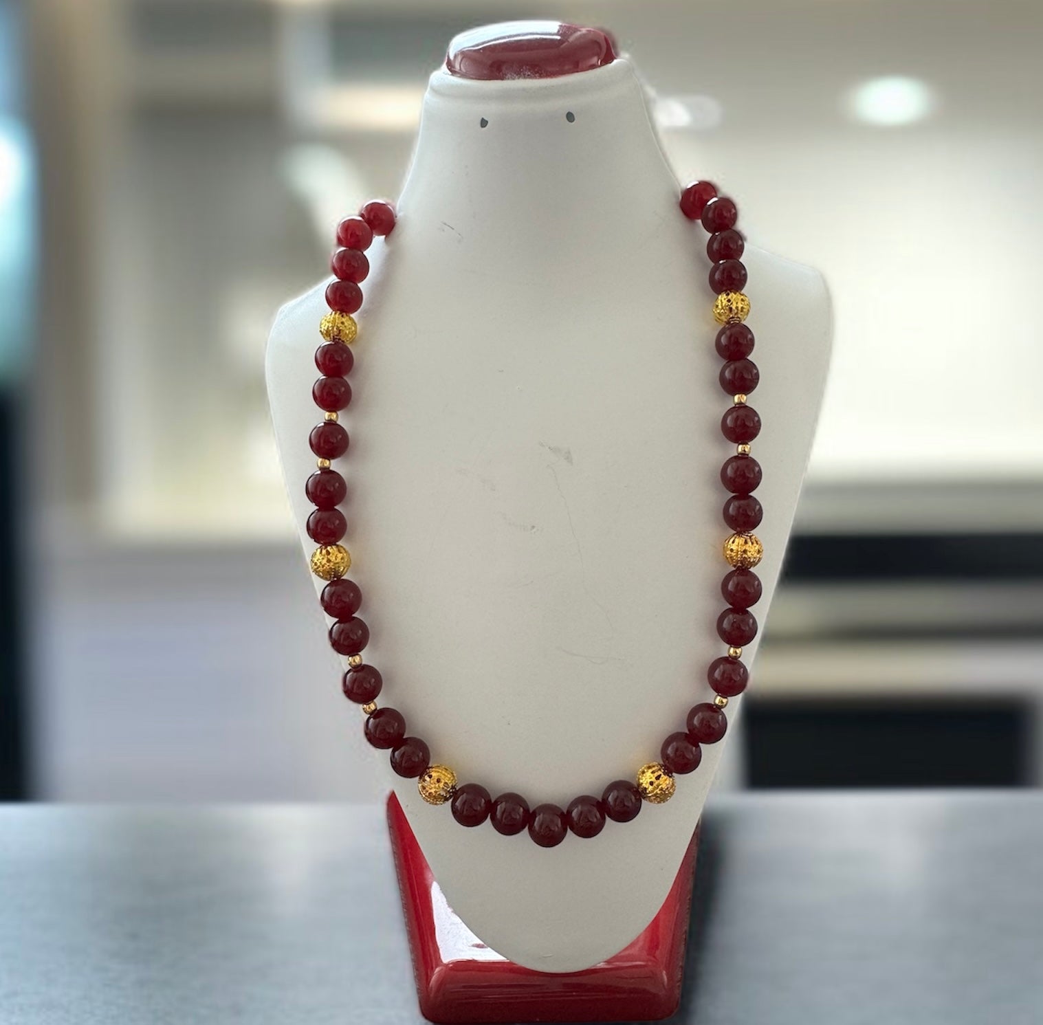 Red Jade Necklace 10MM
