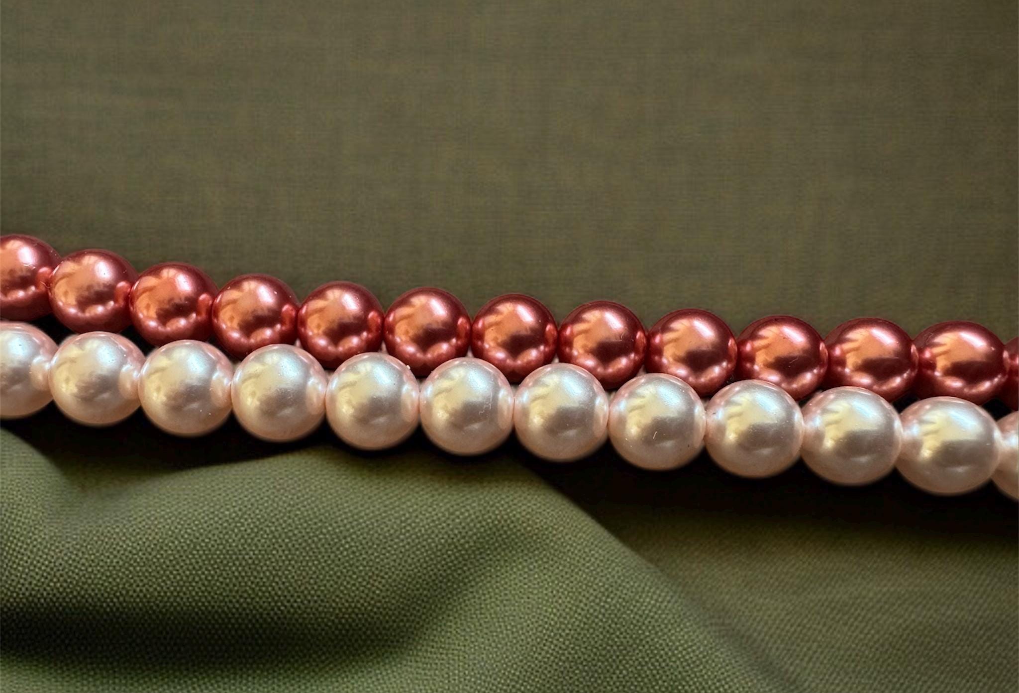 Pink & White Double Strand Shell Pearl Necklace