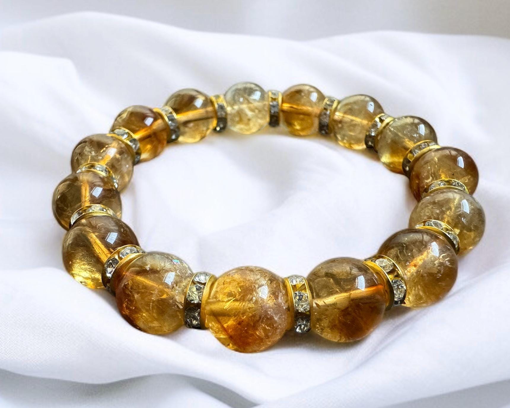 Citrine Bracelet with Rhinestone Accents