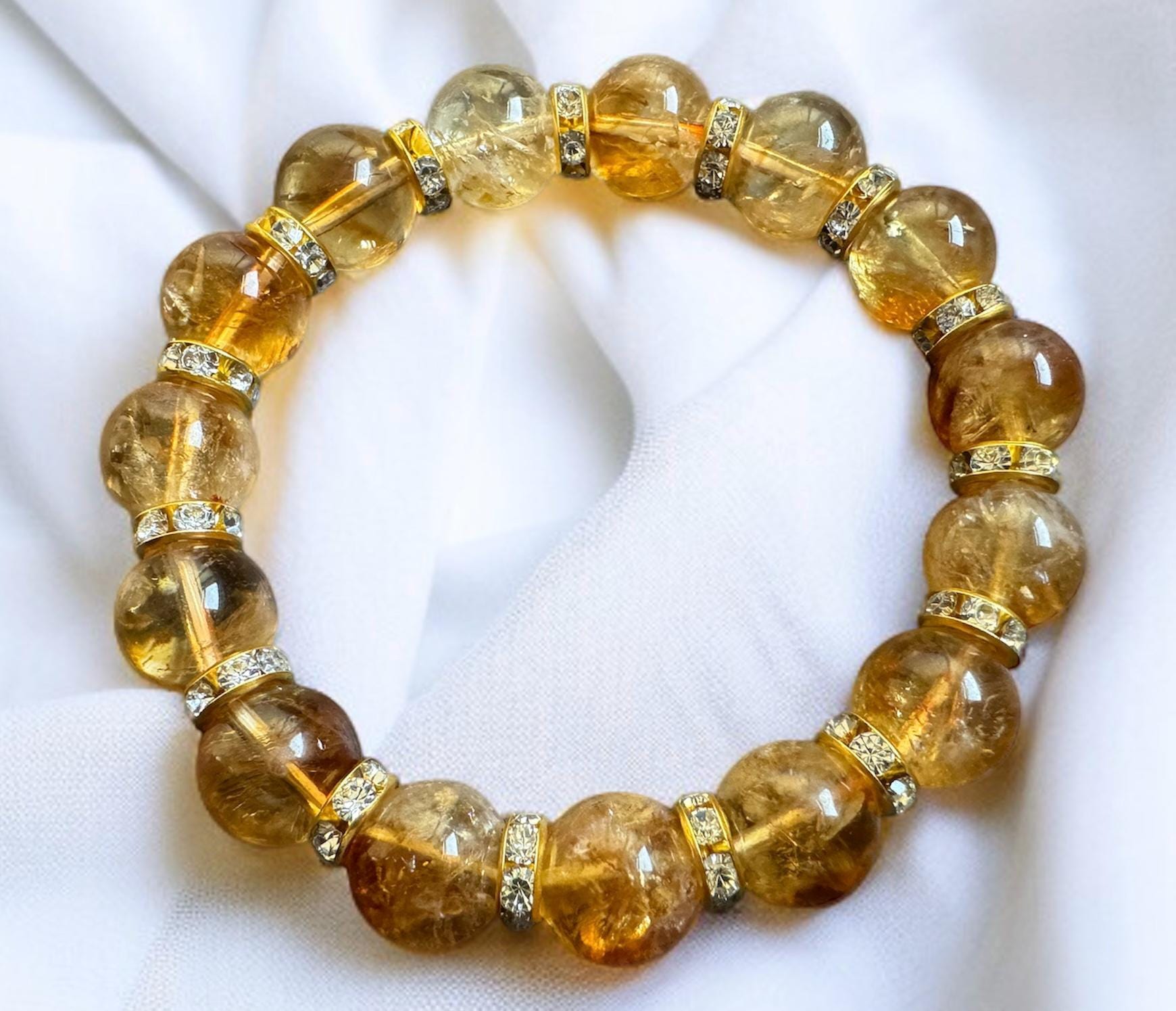 Citrine Bracelet with Rhinestone Accents