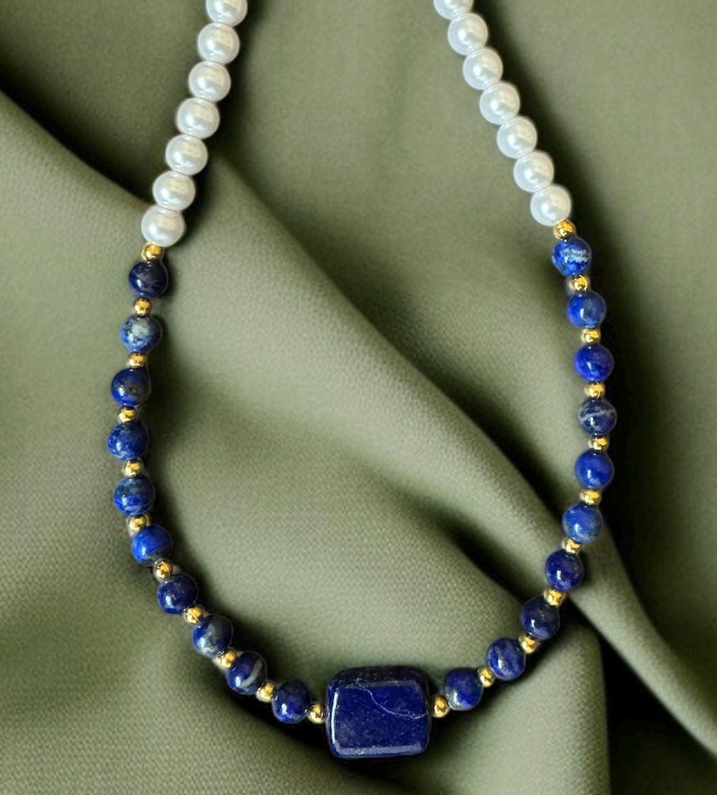 Lapis Lazuli & Shell Pearl Necklace