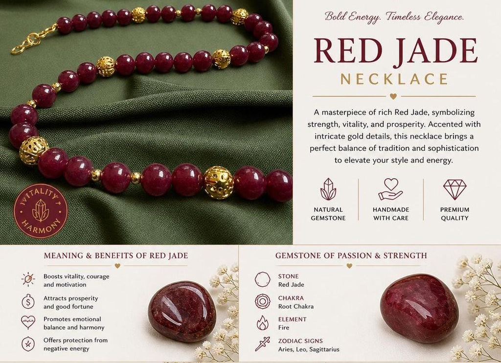 Red Jade Double-Strand Necklace with Gold Accents