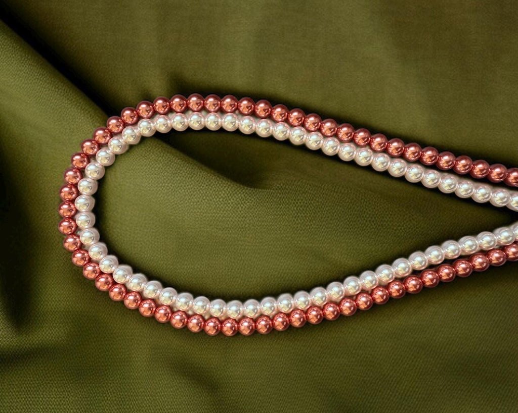Pink & White Double Strand Shell Pearl Necklace