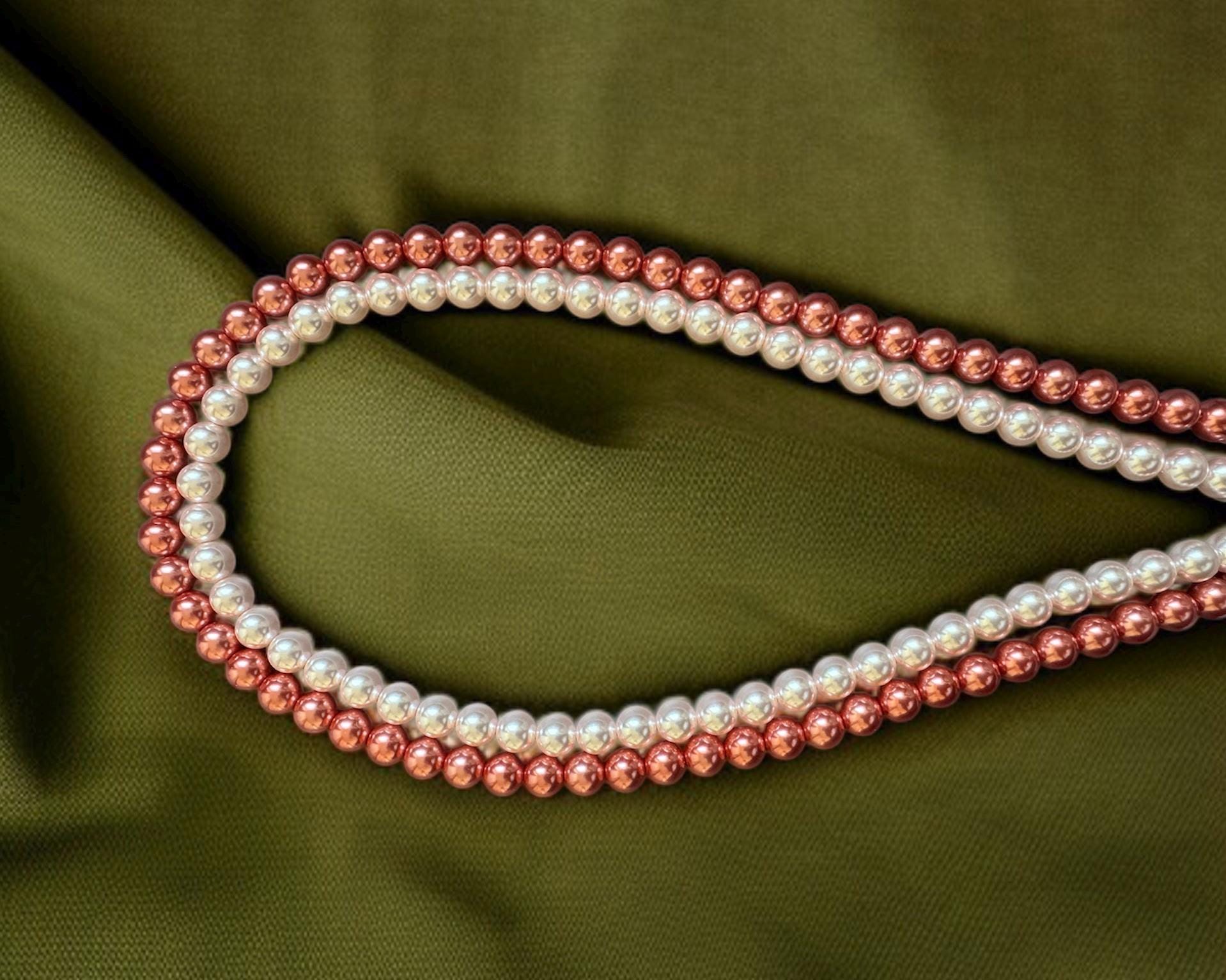 Pink & White Double Strand Shell Pearl Necklace