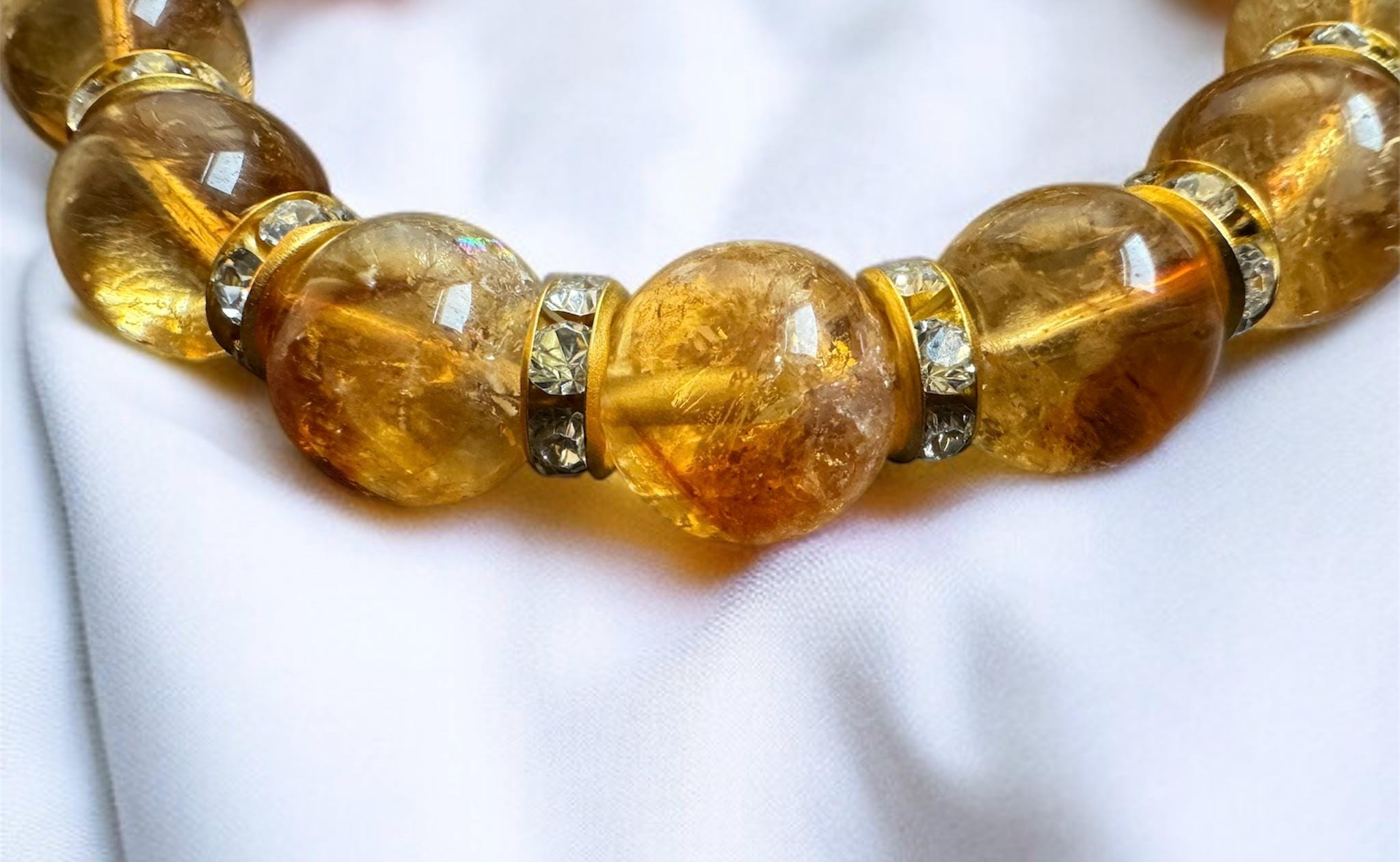 Citrine Bracelet with Rhinestone Accents