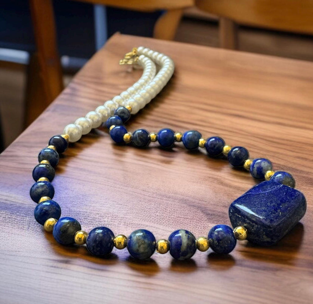 Lapis Lazuli & Shell Pearl Necklace