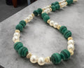 Malachite & Shell Pearl Necklace 10mm