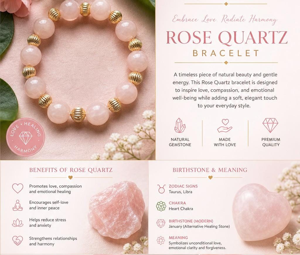 Rose Quartz Bracelet 10mm