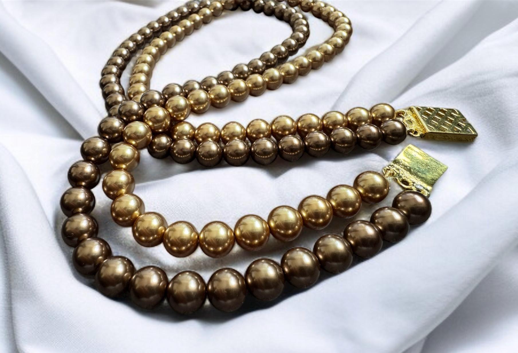 Shell Pearl Gold & Bronze Necklace