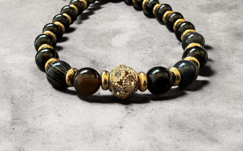 Black Agate & Shell Pearl Necklace