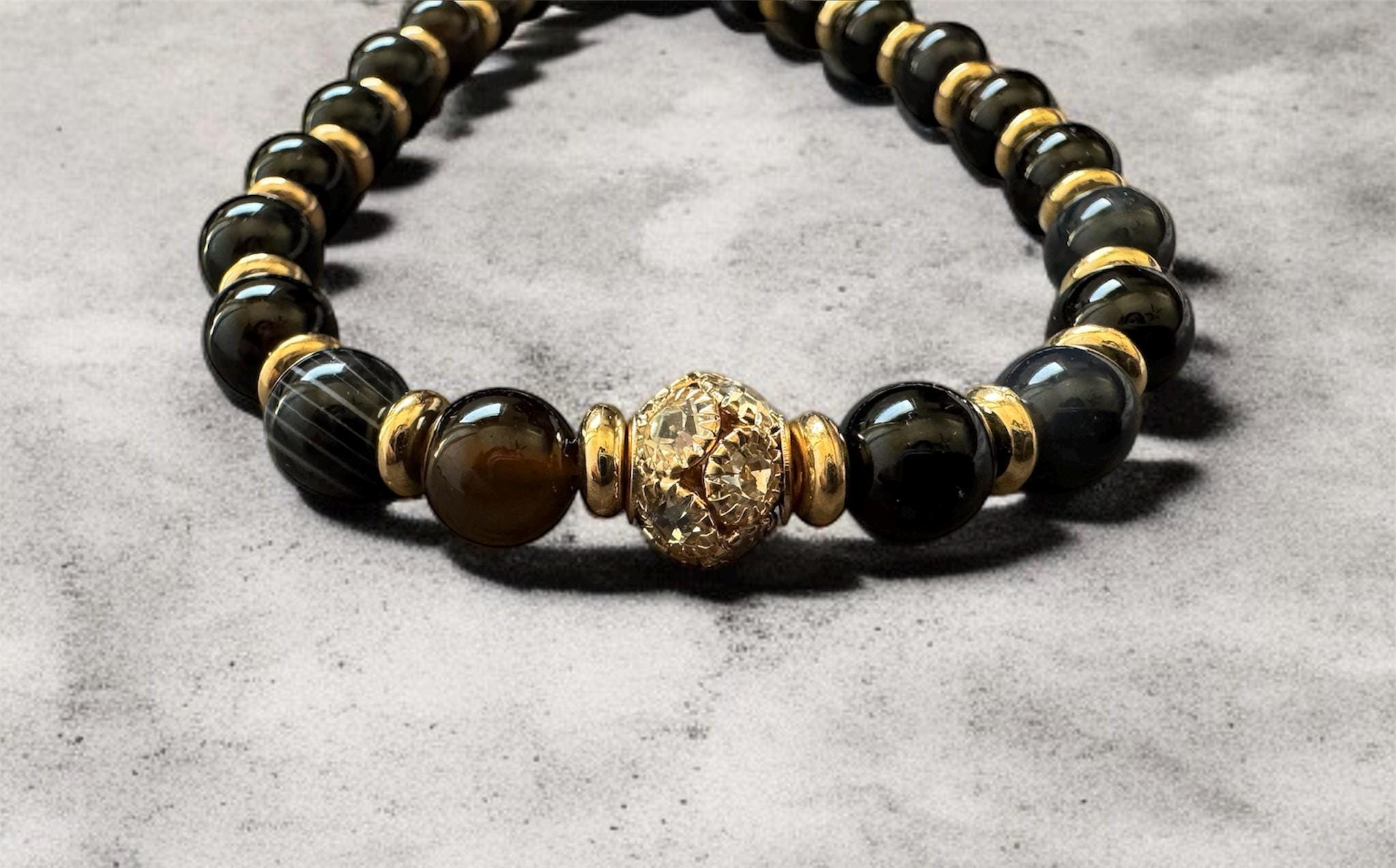 Black Agate & Shell Pearl Necklace