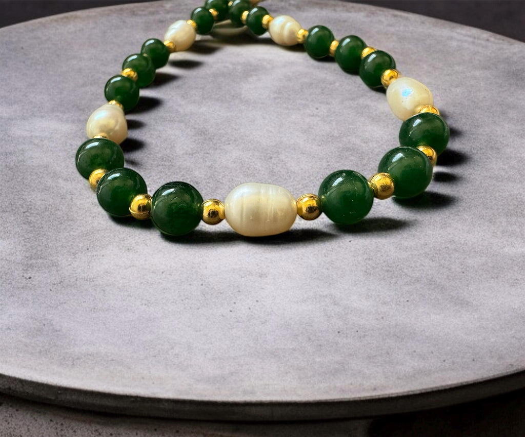 Green Jade & Freshwater Pearl Necklace