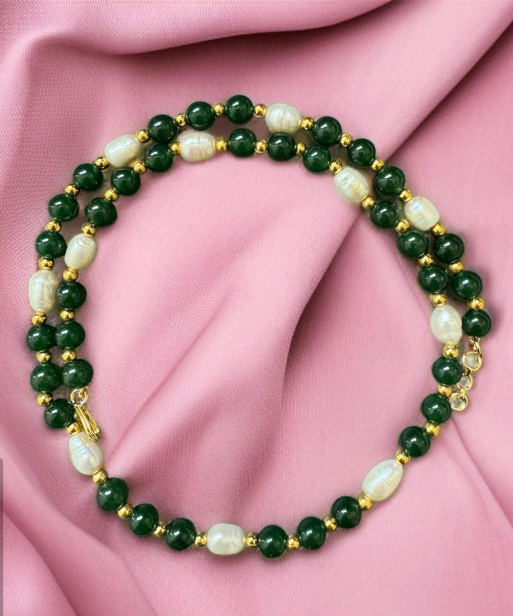 Green Jade & Freshwater Pearl Necklace