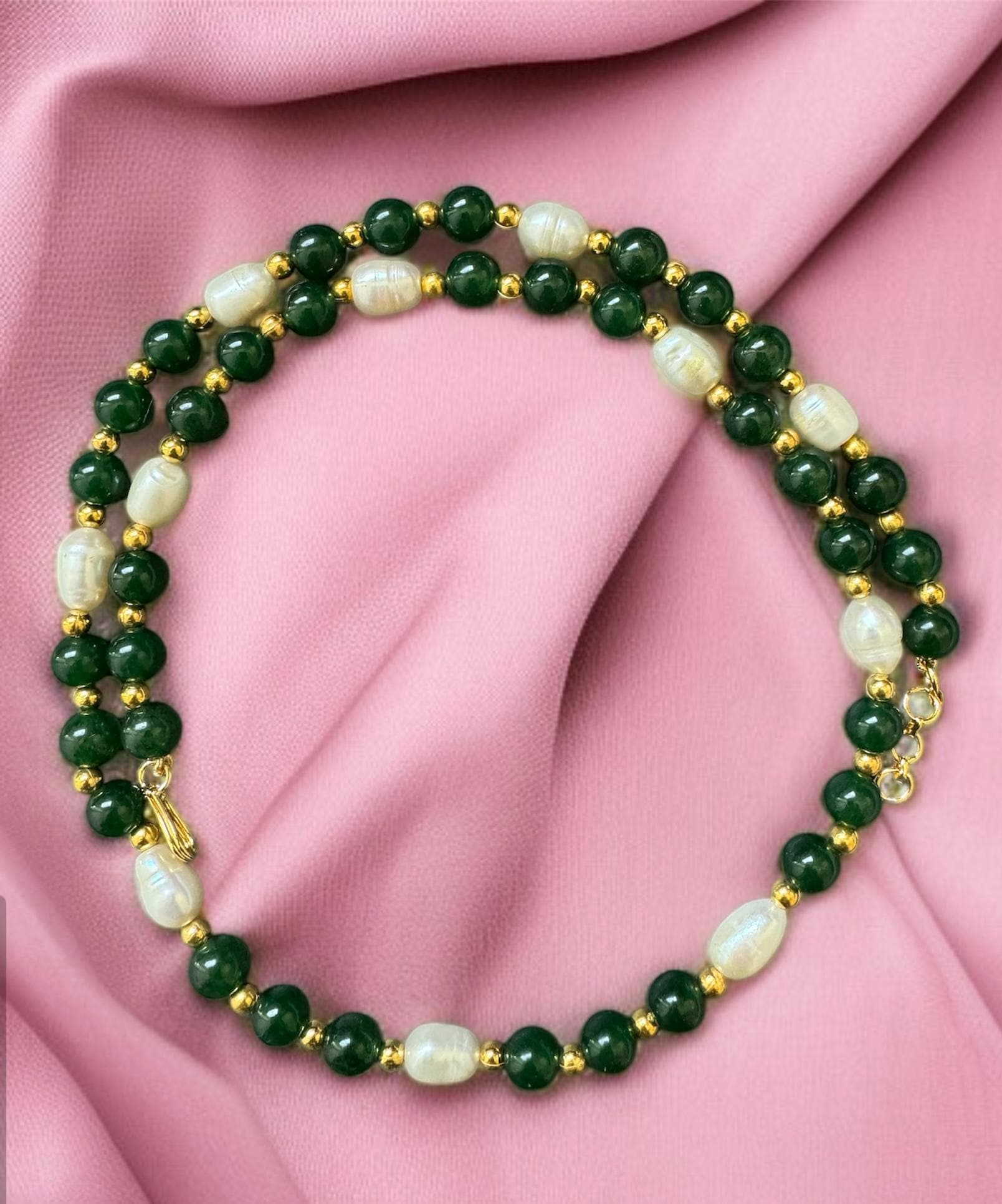 Green Jade & Freshwater Pearl Necklace