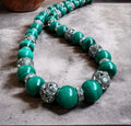 Malachite Necklace 10mm with Crystal Accents