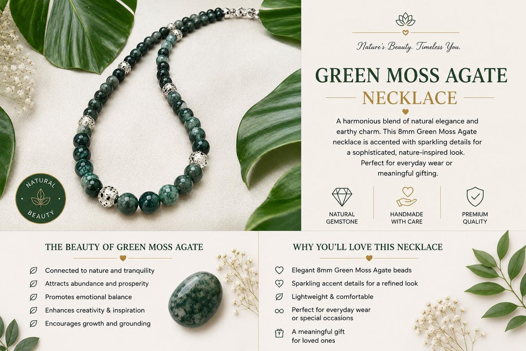 Green Moss Agate Necklace 8mm
