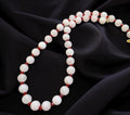 Rose Quartz Necklace with Red CZ Accents