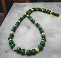 Green Jade Necklace 8mm with Gold Accents