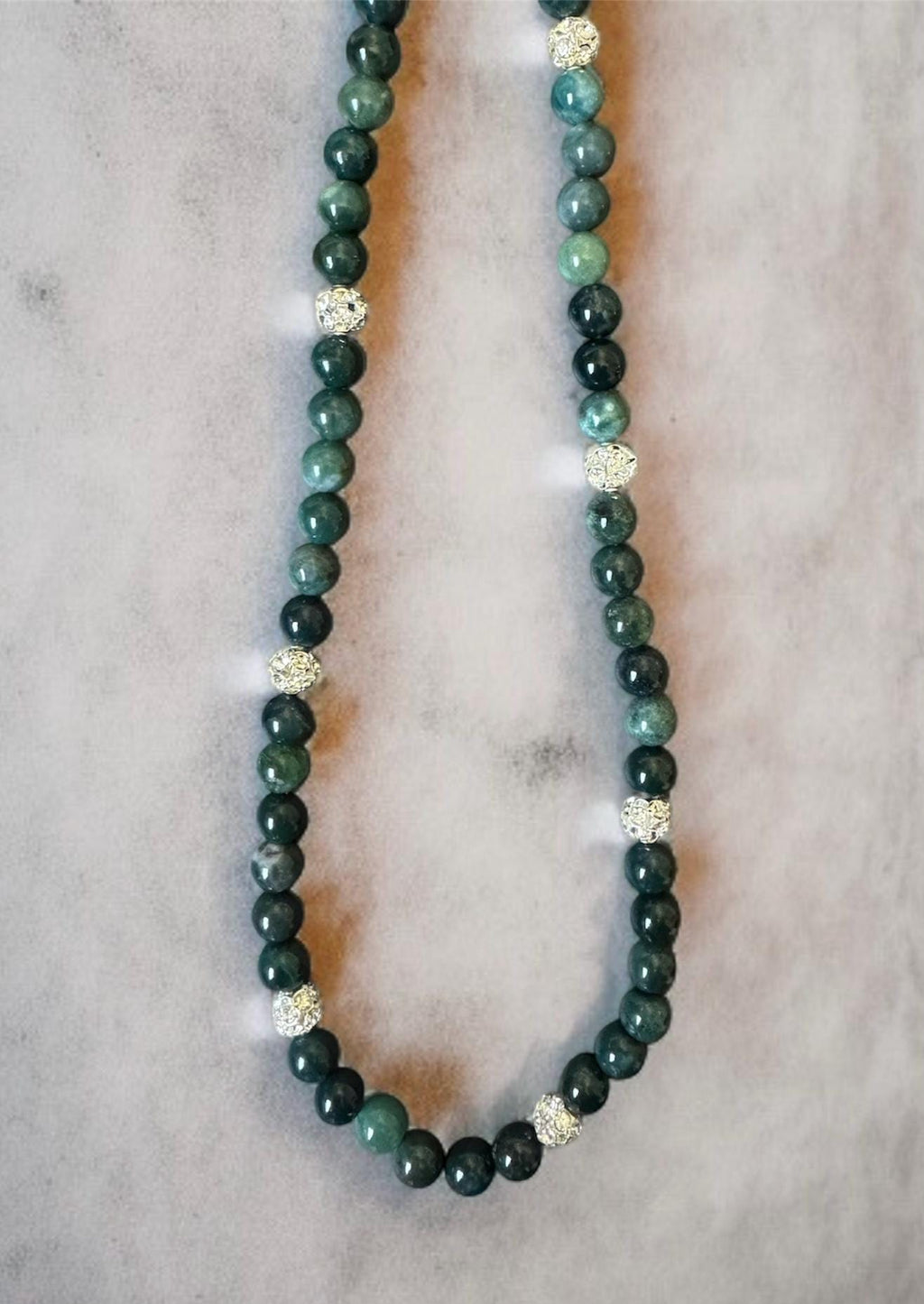 Green Moss Agate Necklace 8mm