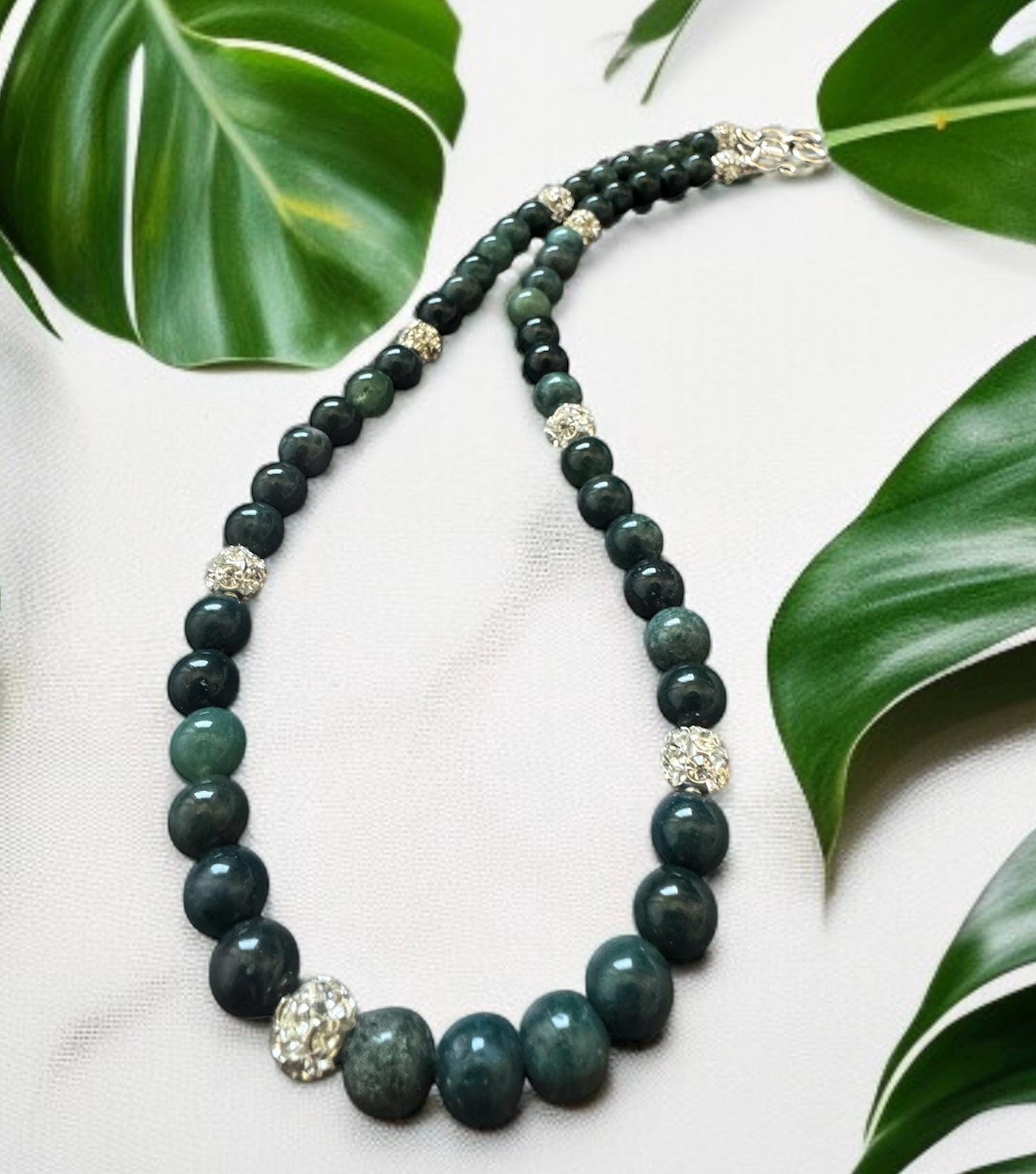 Green Moss Agate Necklace 8mm