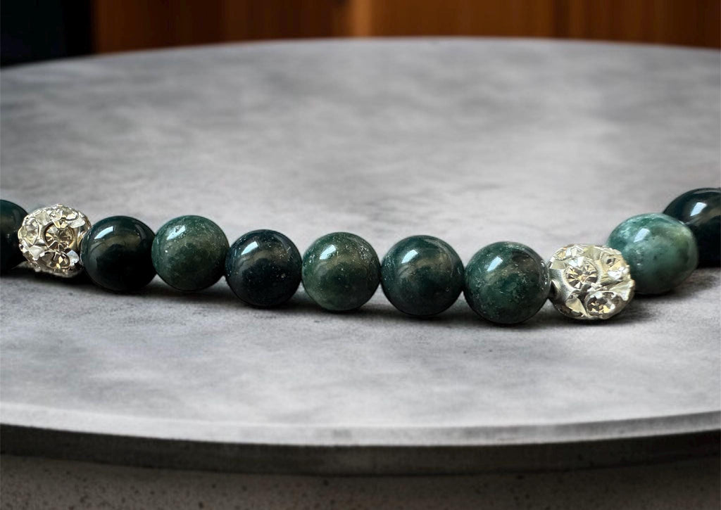 Green Moss Agate Necklace 8mm