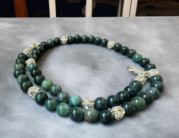 Green Moss Agate Necklace 8mm