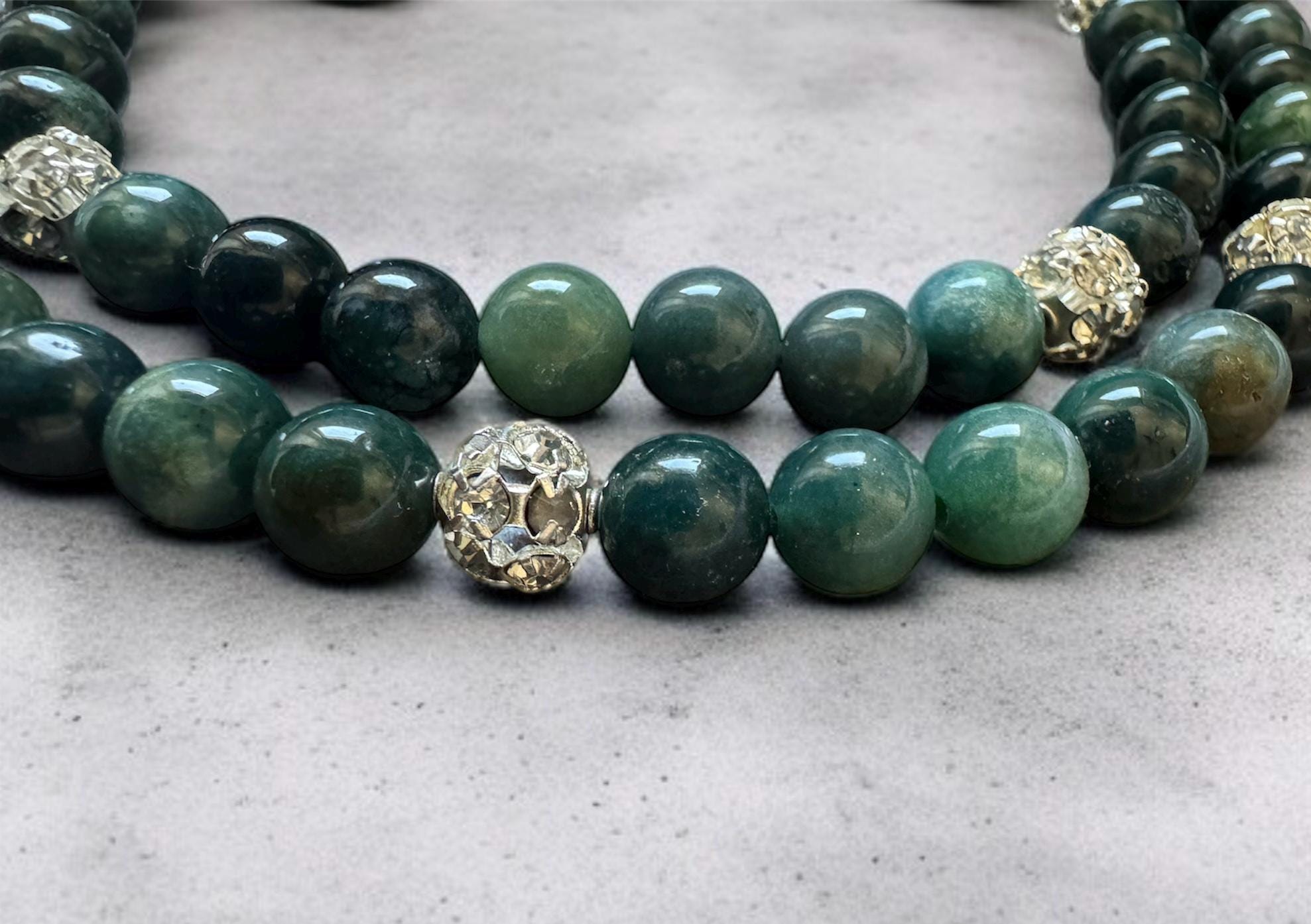 Green Moss Agate Necklace 8mm