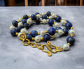 Lapis Lazuli & Shell Pearl Necklace 8mm (Gold Accent)