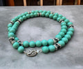 Turquoise Shell Pearl Necklace with Hematite Accents