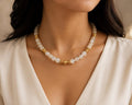 Moonstone Necklace 8mm with Gold Accents