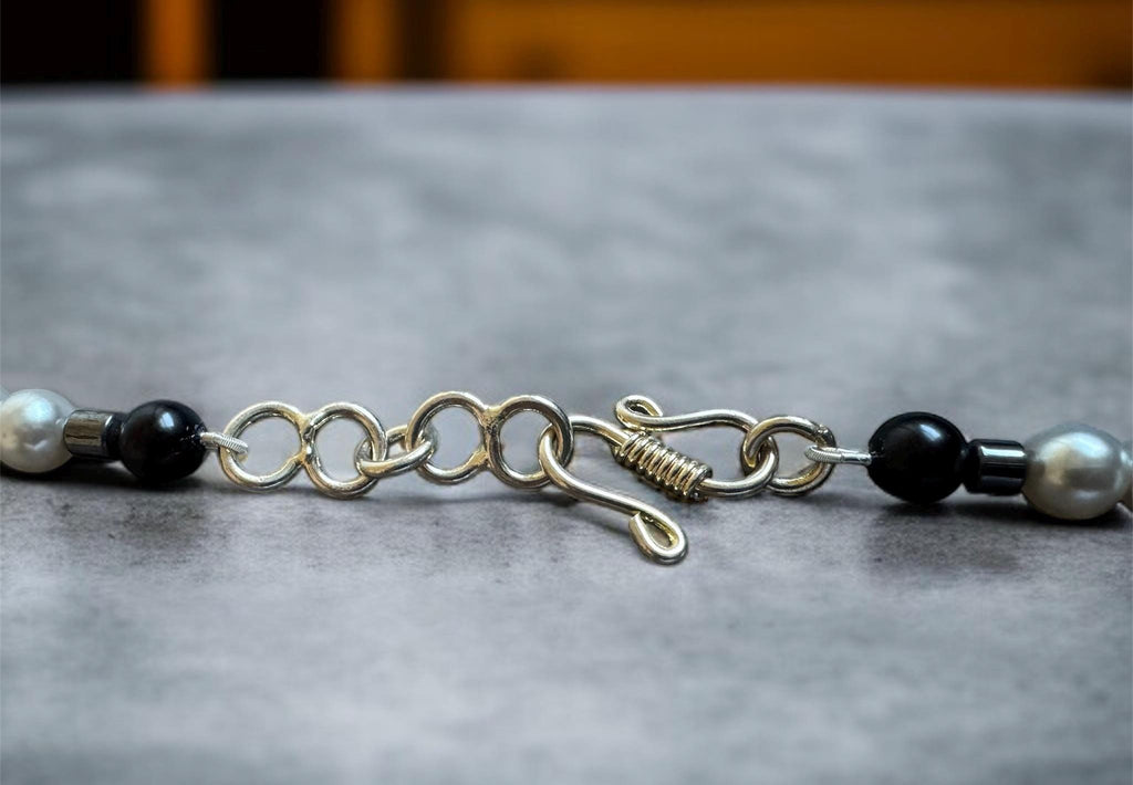 Black & Silver Shell Pearl Necklace