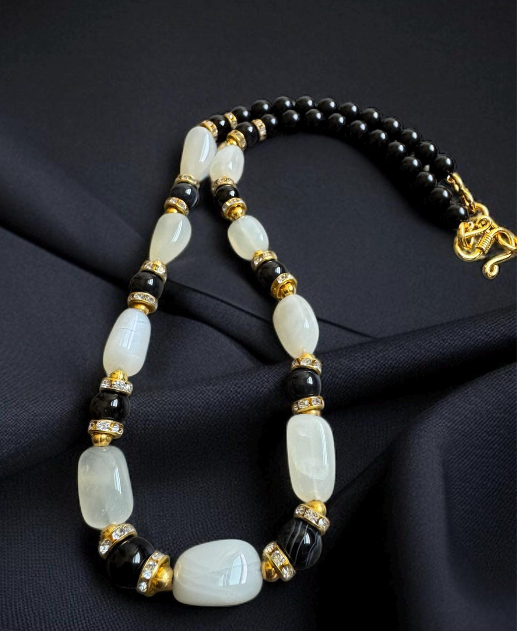 Moonstone & Black Shell Pearl Necklace