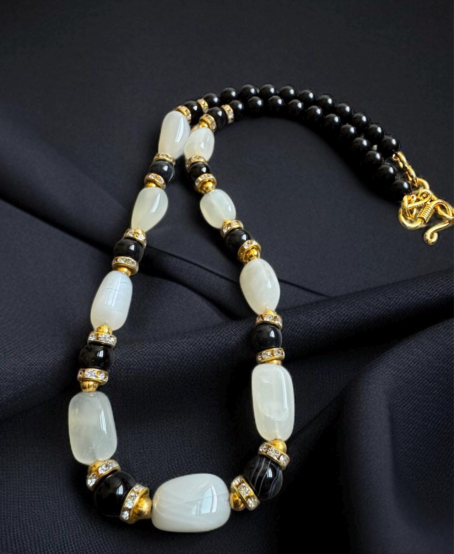 Moonstone & Black Shell Pearl Necklace