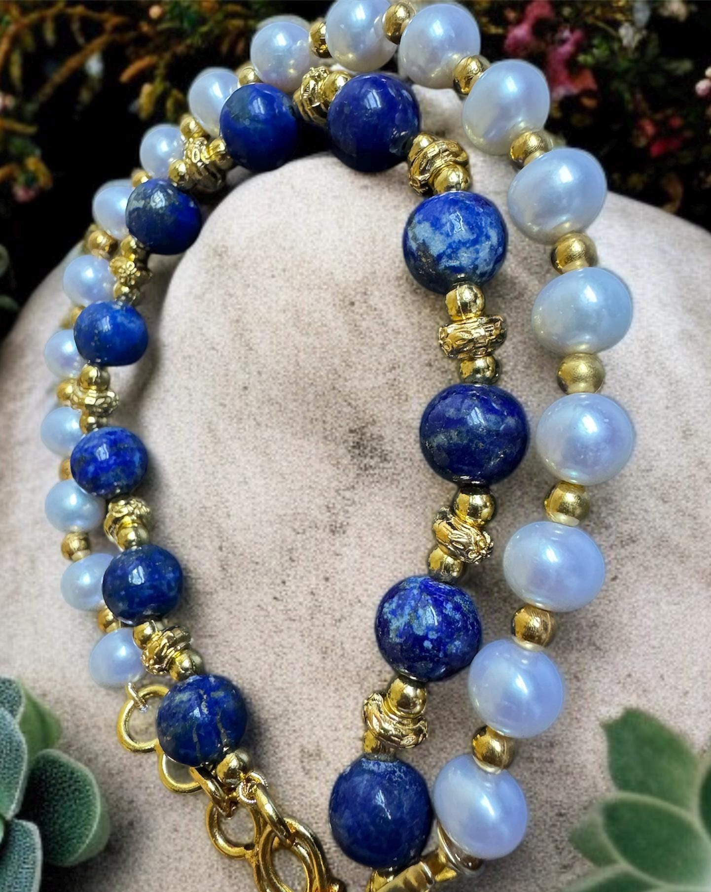 Convertible Lapis Lazuli & Freshwater Pearl Necklace