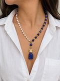 Convertible Lapis Lazuli & Freshwater Pearl Necklace