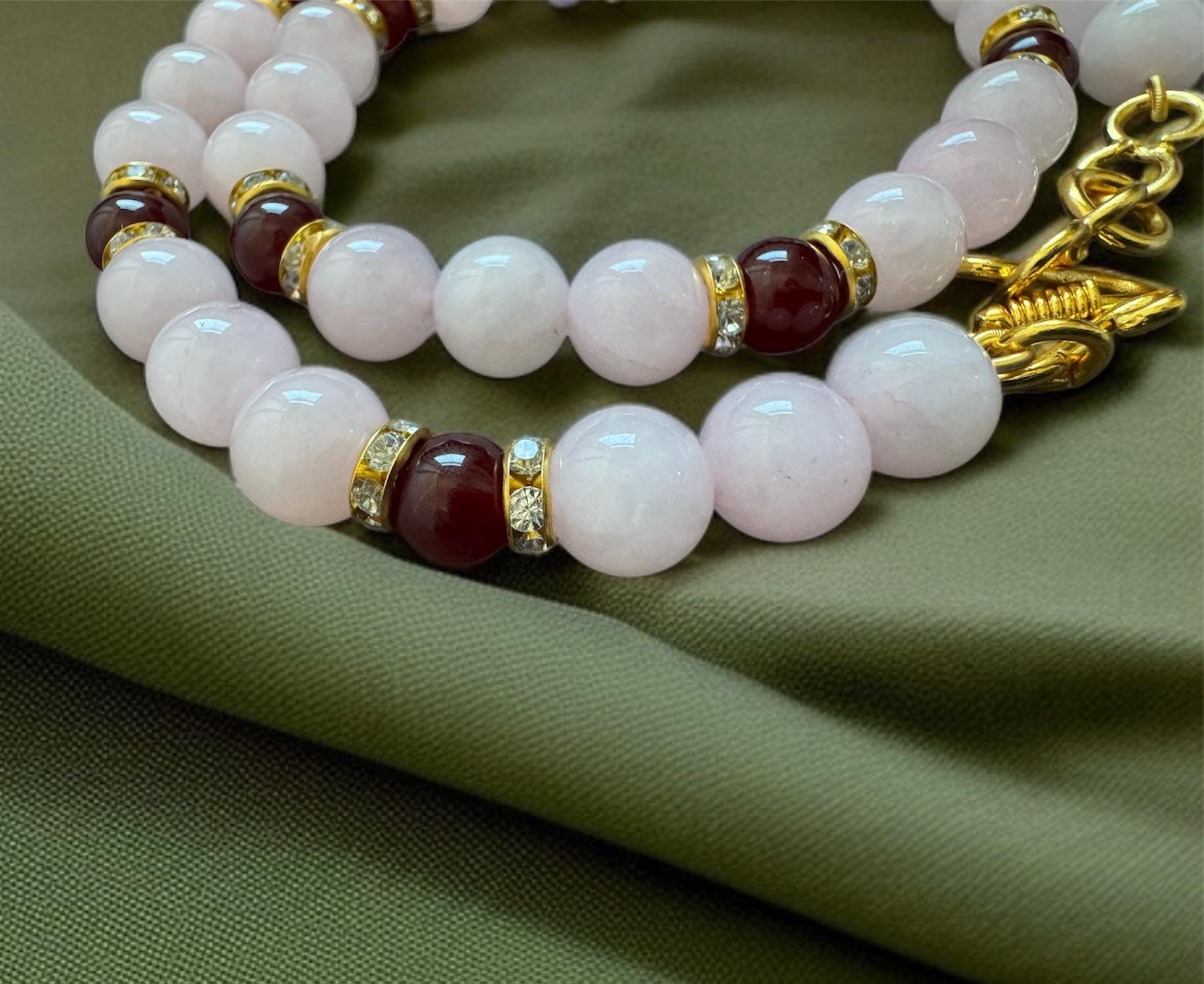 Rose Quartz & Red Jade Necklace
