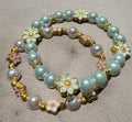 Pastel Shell Pearl Flower Bracelet Set
