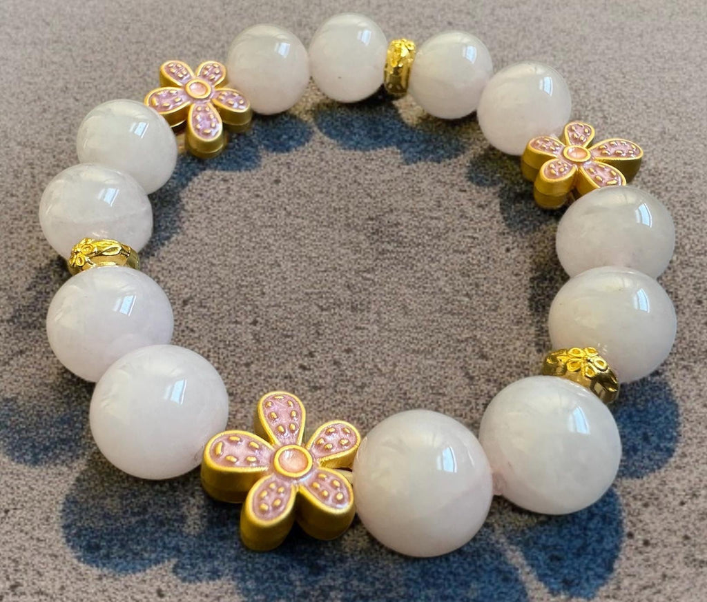 Rose Quartz Flower Bracelet