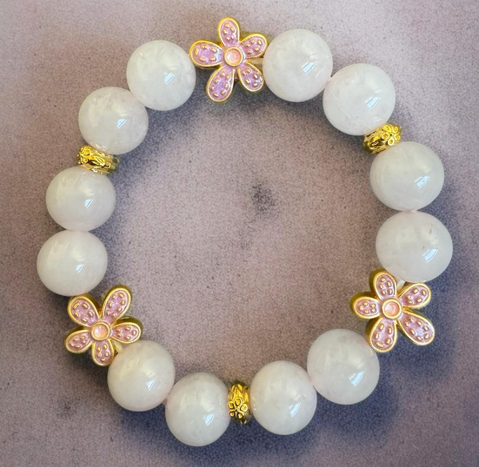 Rose Quartz Flower Bracelet