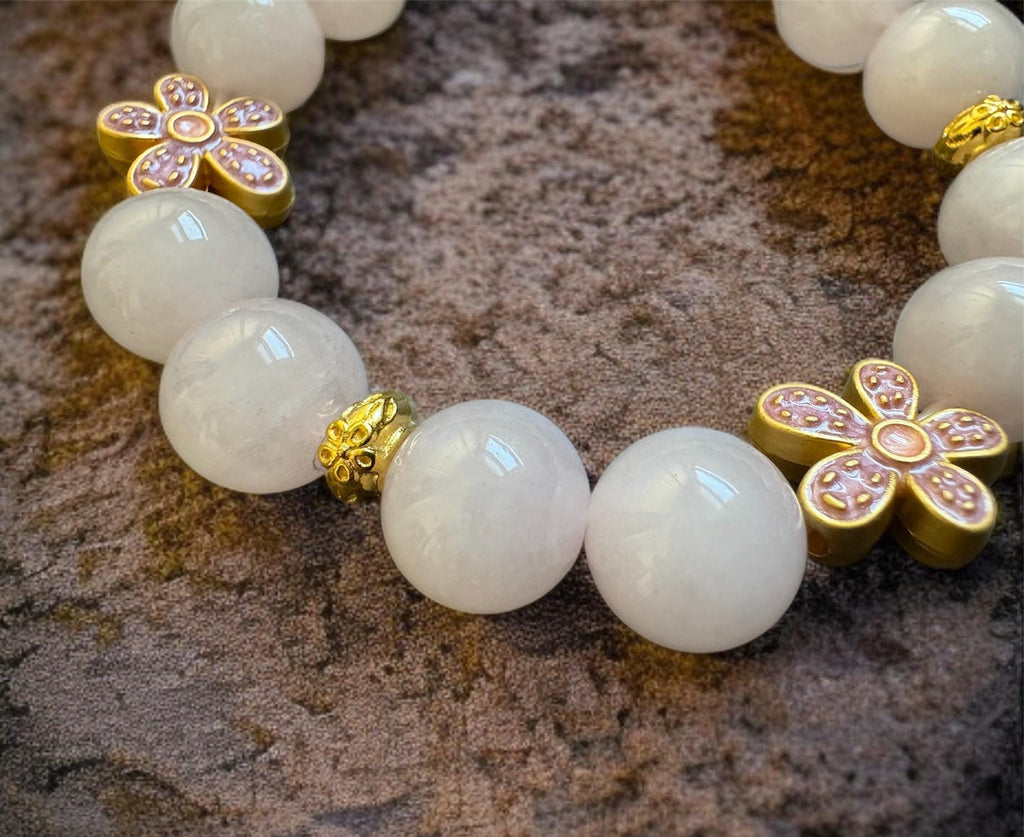 Rose Quartz Flower Bracelet