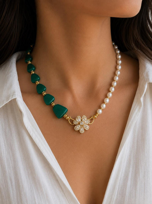 2-in-1 Green Onyx & Freshwater Pearl Necklace