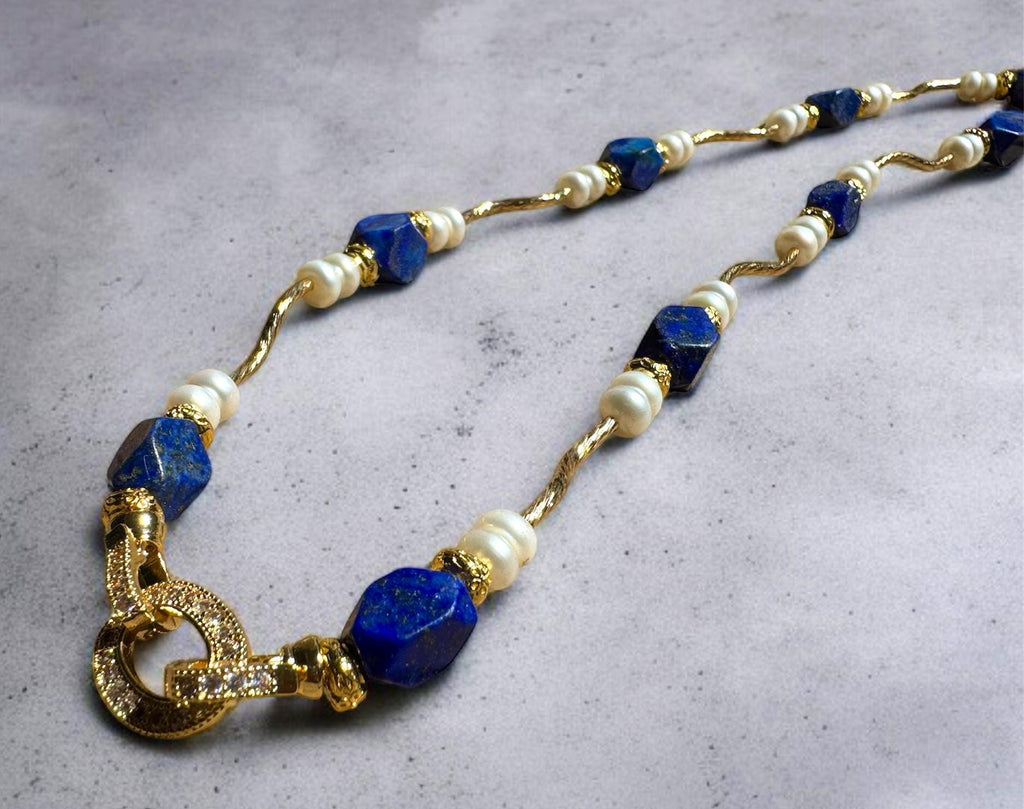 Lapis Lazuli & Freshwater Pearl Statement Necklace