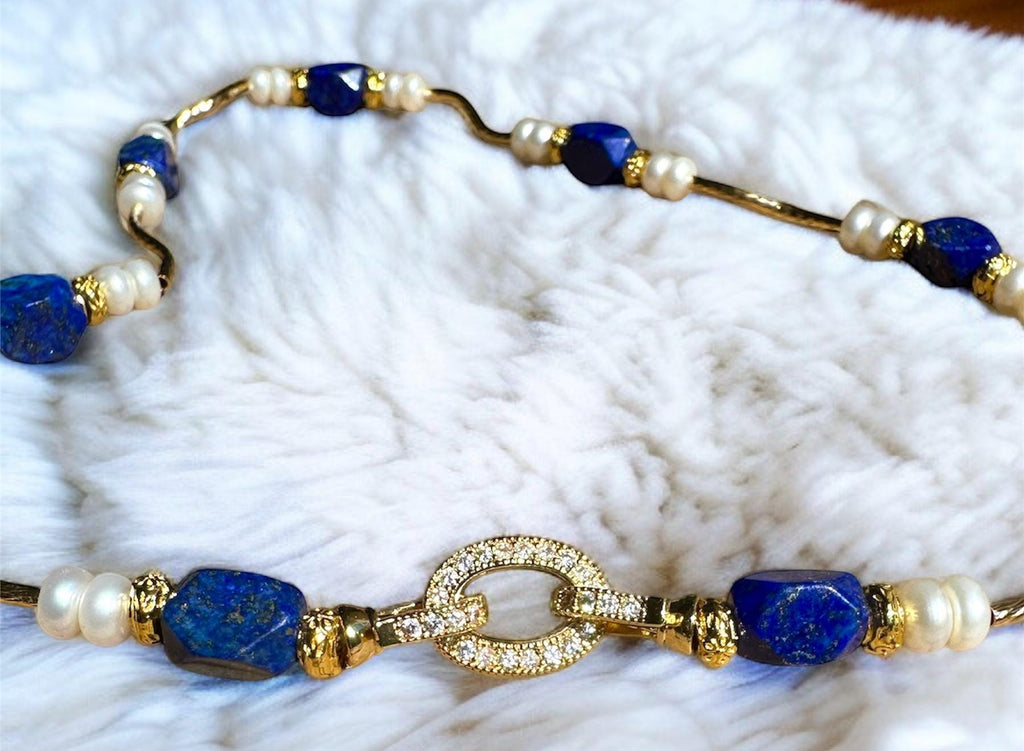 Lapis Lazuli & Freshwater Pearl Statement Necklace