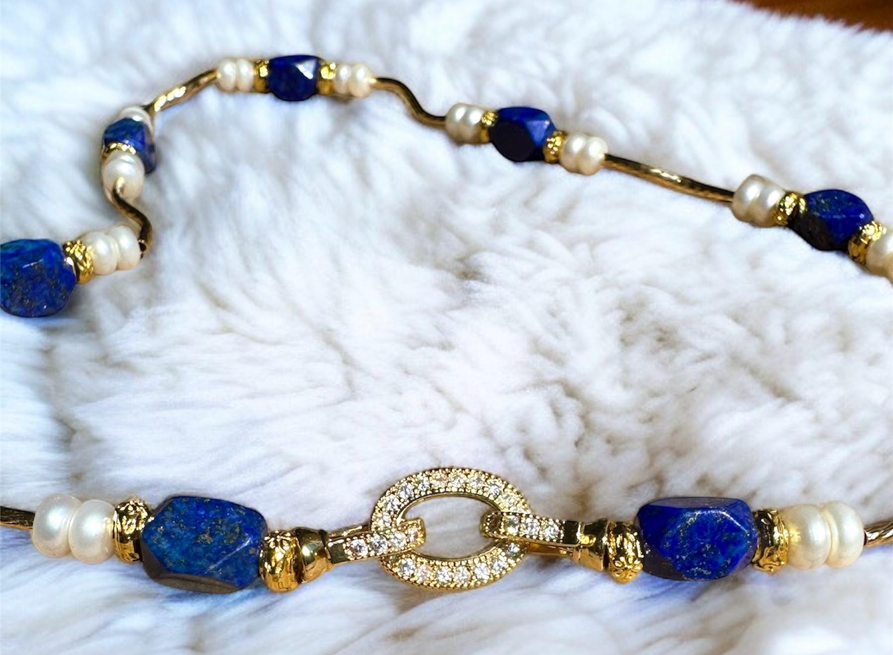Lapis Lazuli & Freshwater Pearl Statement Necklace