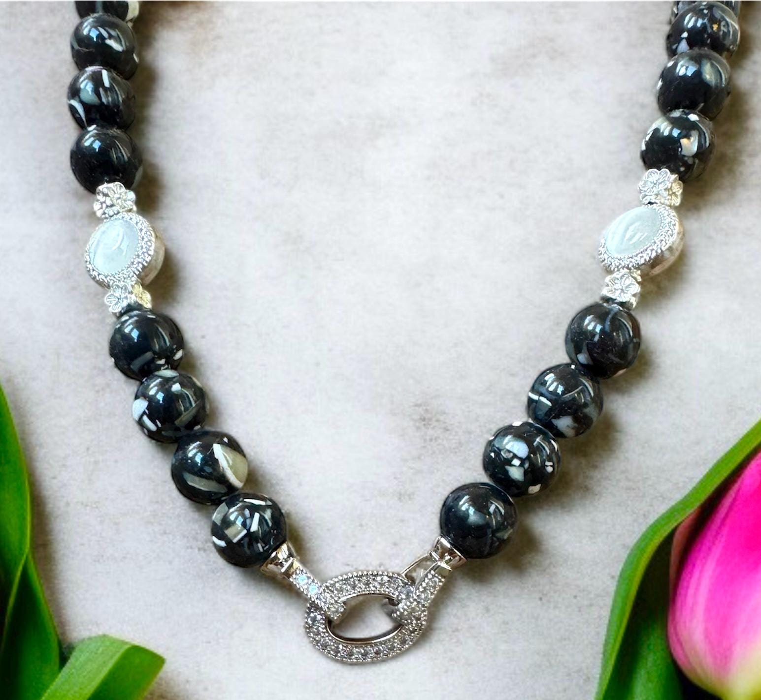 Black Agate Statement Necklace