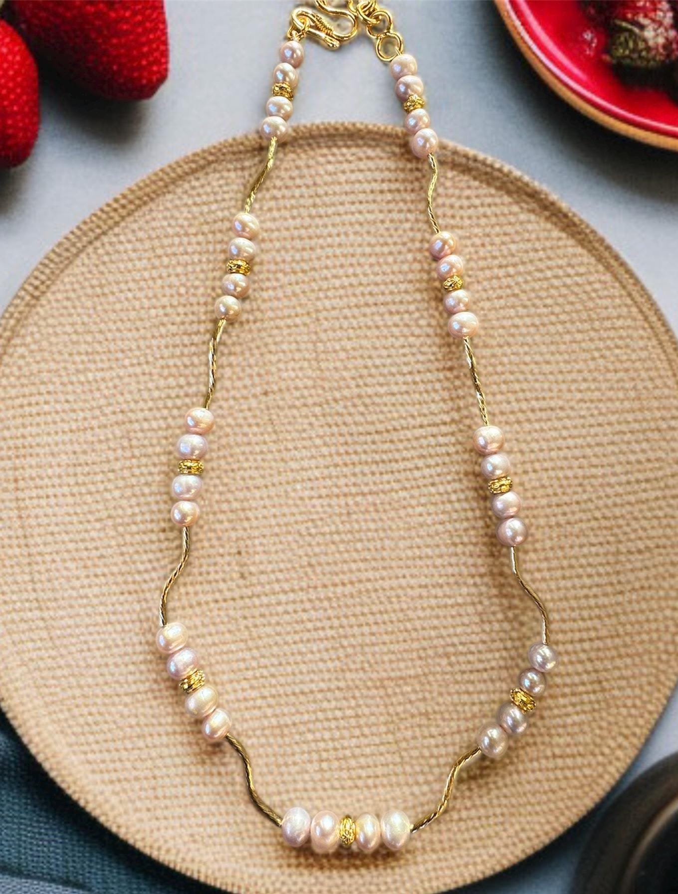Peach Freshwater Pearl Necklace